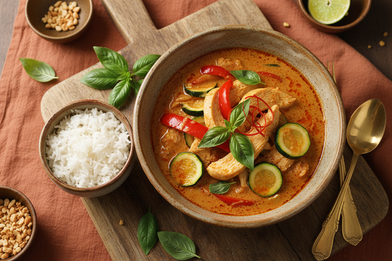 Curry rojo tailandés con pollo (receta auténtica y fácil)