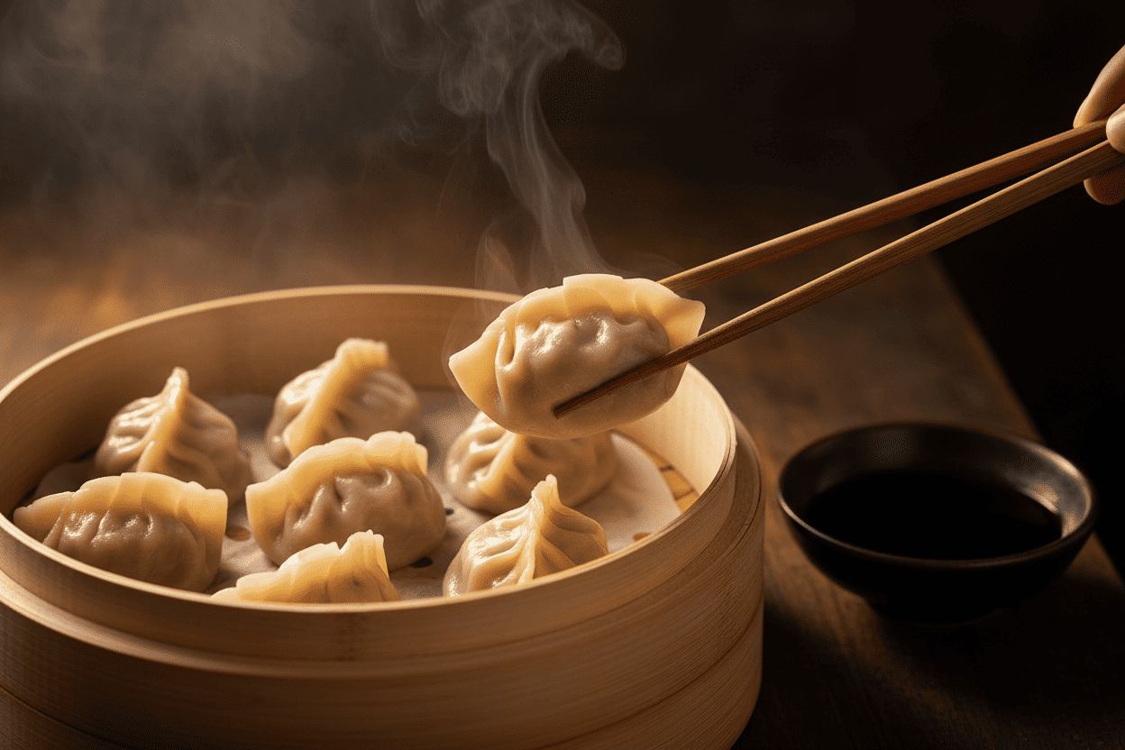 Dumplings con salsa de soja y vinagre: el aperitivo chino que conquista a todos
