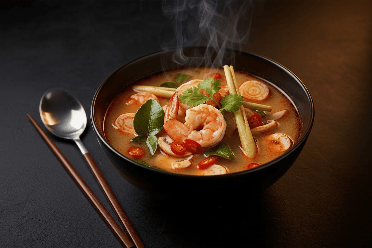 Sopa Tom Yum tailandesa: ácida, picante y absolutamente reconfortant