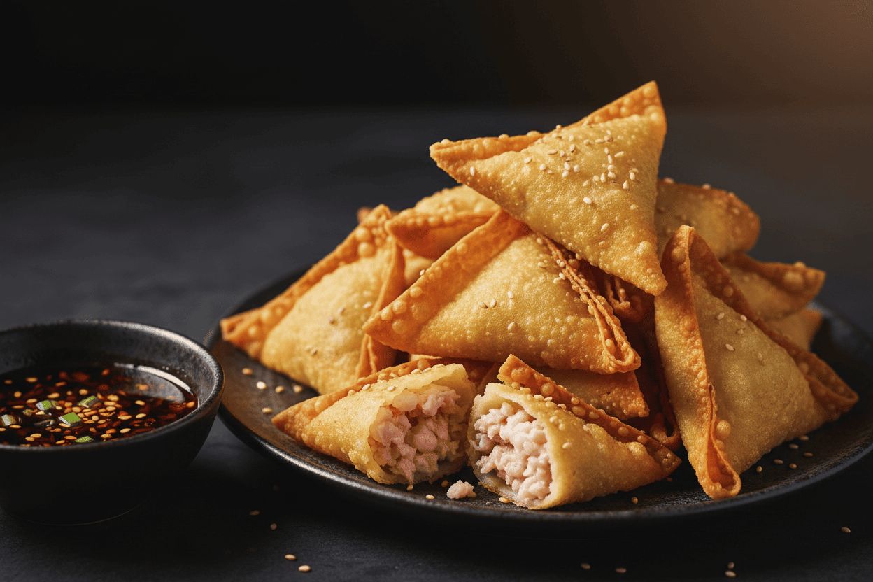 Wanton frito con salsa: el aperitivo chino crujiente que desaparece en segundos